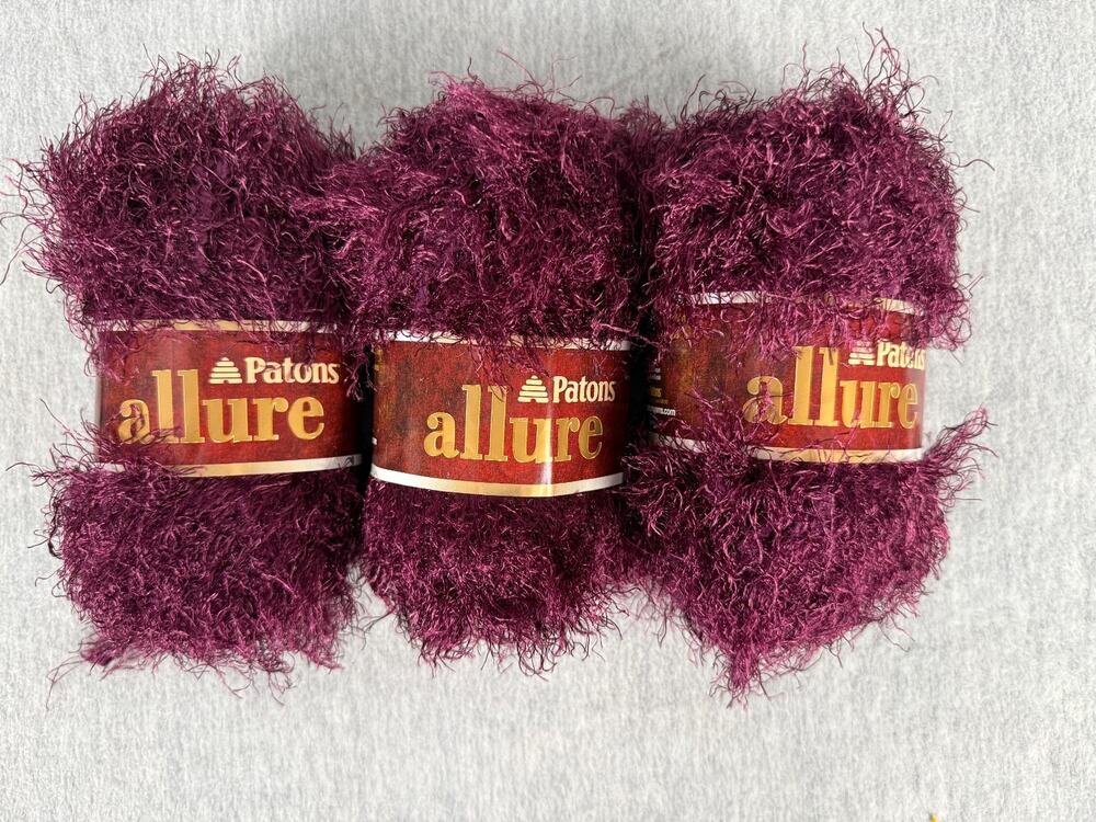 Patons Allure Yarn Ruby Color 04405 3 x 50 gm Skeins Same Dye Lot